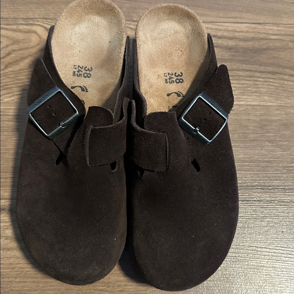 Brown Suede Slip-On wedge clog - Picture 2 of 6